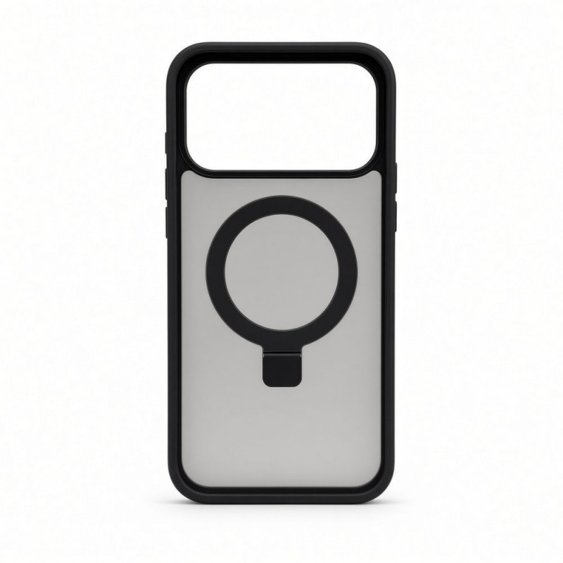 Evelatus Shield funda con MagSafe y soporte para Apple iPhone 18 Pro, anillo mate, negro