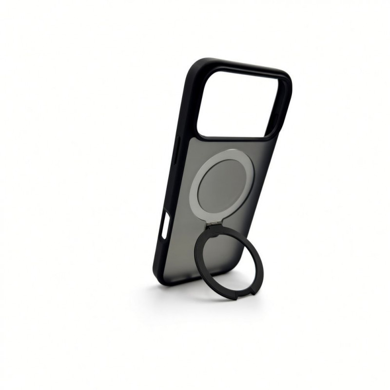 Evelatus Shield funda con MagSafe y soporte para Apple iPhone 18 Pro, anillo mate, negro