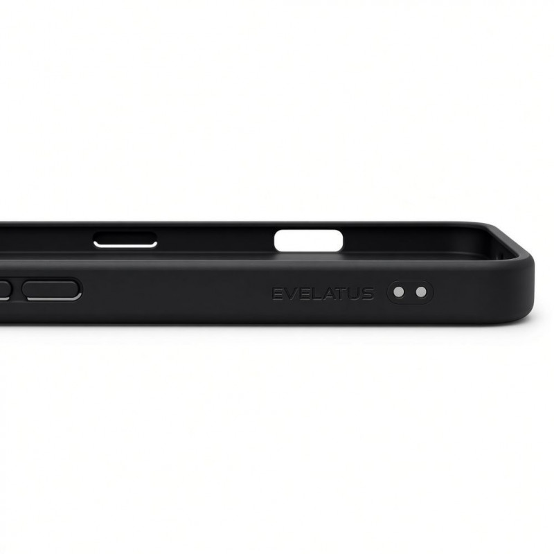 Evelatus Shield funda con MagSafe y soporte para Apple iPhone 18 Pro, anillo mate, negro