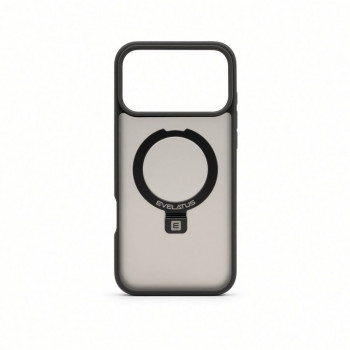 Evelatus Shield funda con MagSafe y soporte para Apple iPhone 18 Pro, anillo mate, gris ahumado