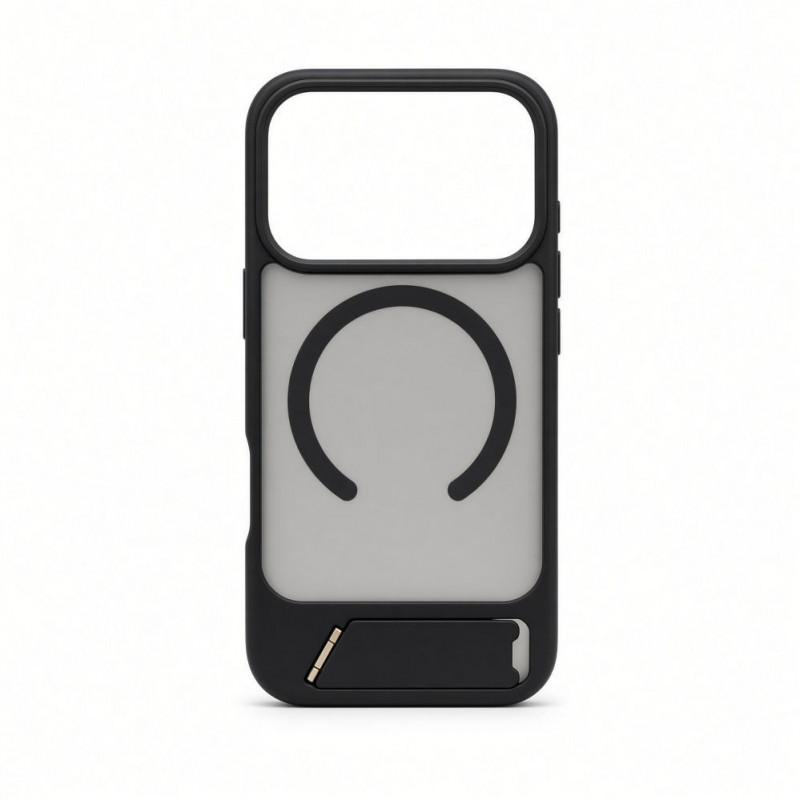 Funda Evelatus MagSafe con recubrimiento de goma y soporte para Apple iPhone 18 Pro, negro