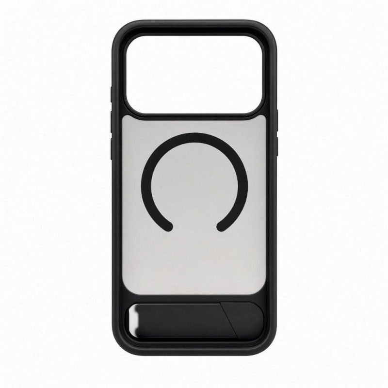 Funda Evelatus MagSafe con recubrimiento de goma y soporte para Apple iPhone 18 Pro, negro