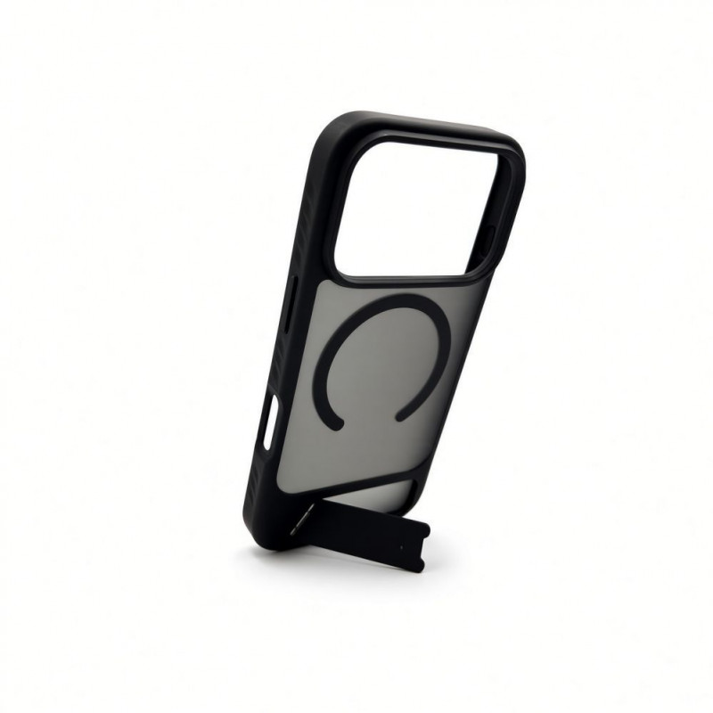 Funda Evelatus MagSafe con recubrimiento de goma y soporte para Apple iPhone 18 Pro, negro