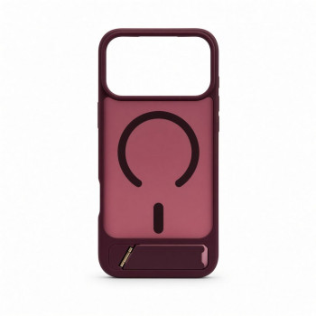Funda Evelatus MagSafe con recubrimiento de goma y soporte para Apple iPhone 18 Pro Max, burdeos