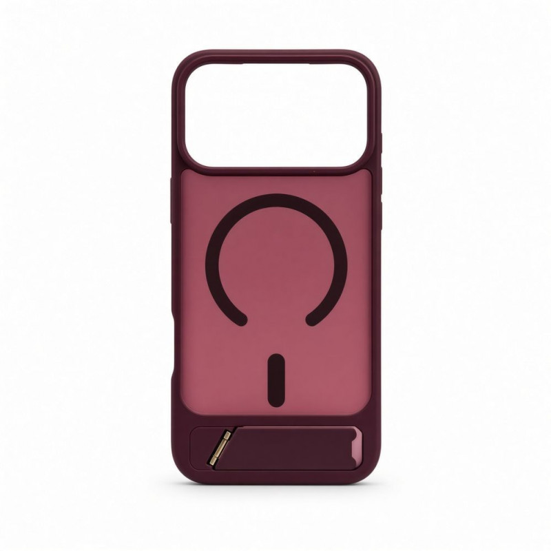 Funda Evelatus MagSafe con recubrimiento de goma y soporte para Apple iPhone 18 Pro Max, burdeos