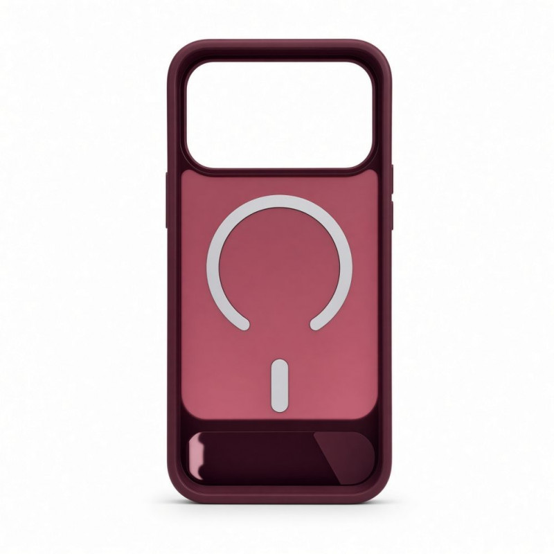 Funda Evelatus MagSafe con recubrimiento de goma y soporte para Apple iPhone 18 Pro Max, burdeos