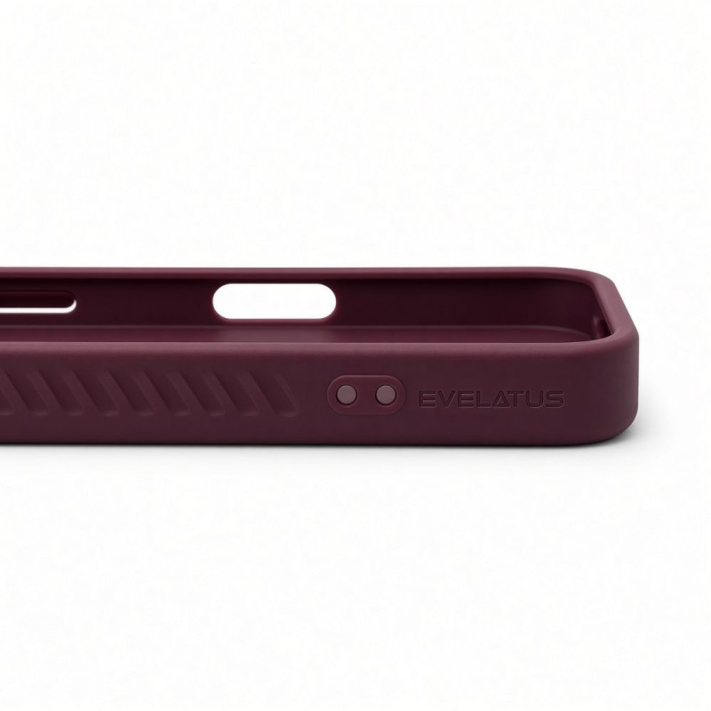 Funda Evelatus MagSafe con recubrimiento de goma y soporte para Apple iPhone 18 Pro Max, burdeos