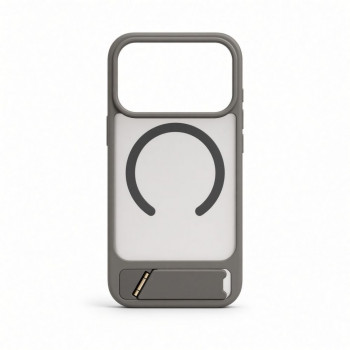 Funda Evelatus MagSafe con recubrimiento de goma y soporte para Apple iPhone 18 Pro, gris ahumado