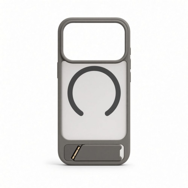Funda Evelatus MagSafe con recubrimiento de goma y soporte para Apple iPhone 18 Pro, gris ahumado