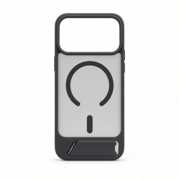 Funda Evelatus con recubrimiento de goma MagSafe con soporte para Apple iPhone 18 Pro Max, gris ahumado