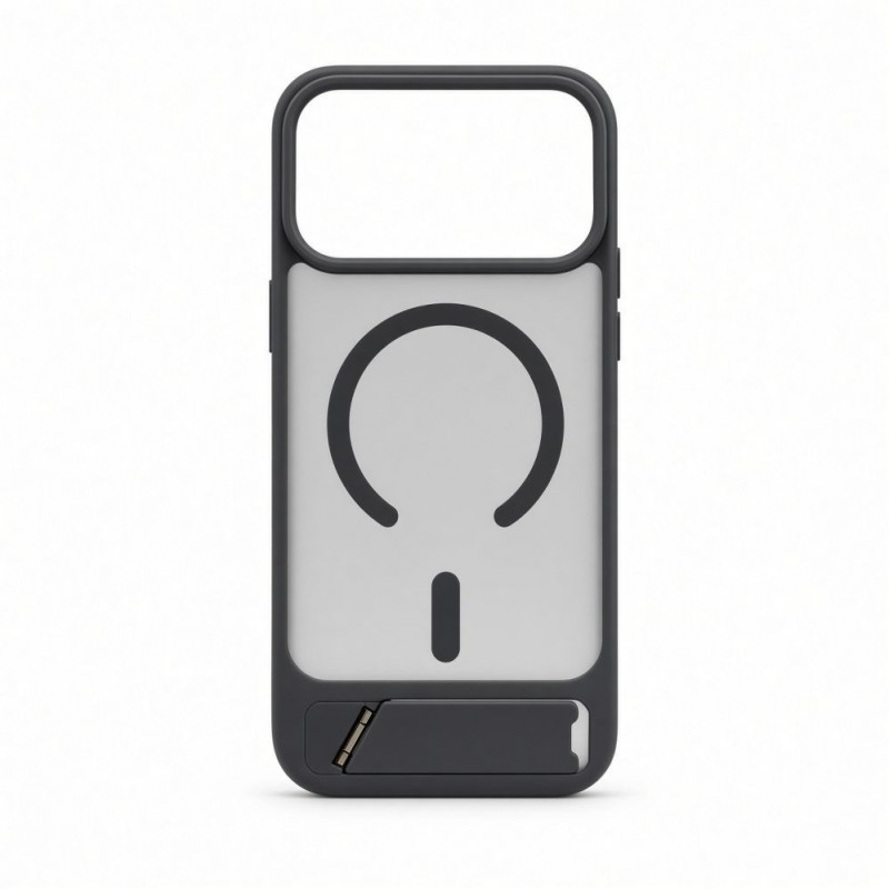 Funda Evelatus con recubrimiento de goma MagSafe con soporte para Apple iPhone 18 Pro Max, gris ahumado