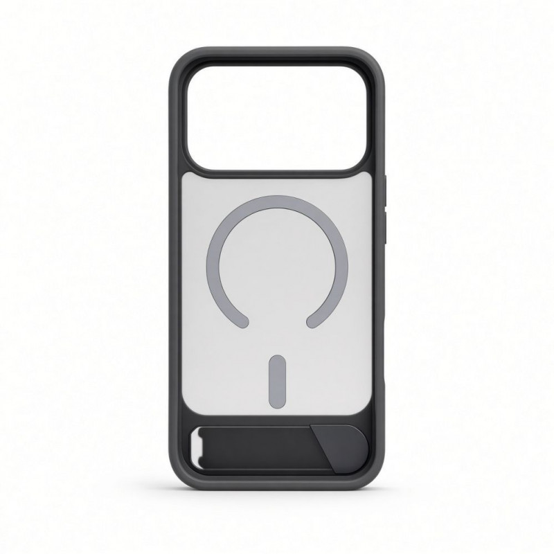 Funda Evelatus con recubrimiento de goma MagSafe con soporte para Apple iPhone 18 Pro Max, gris ahumado