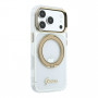 Funda Guess HC MagSafe IML Ring Stand 360 Script Metal Logo para Apple iPhone 18 Pro, transparente
