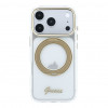 Funda Guess HC MagSafe IML Ring Stand 360 Script Metal Logo para Apple iPhone 18 Pro, transparente
