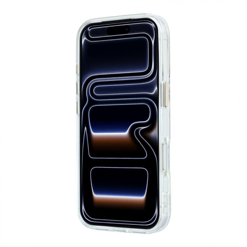 Funda Guess HC MagSafe IML Ring Stand 360 Script Metal Logo para Apple iPhone 18 Pro, transparente