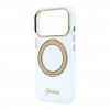 Funda Guess HC MagSafe IML Ring Stand 360 Script Metal Logo para Apple iPhone 18 Pro, transparente