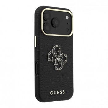 Guess SW funda de PU grabado y gran logo de resina para Apple iPhone 18 Pro, negra