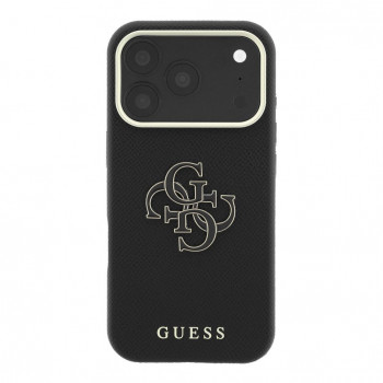 Guess SW funda de PU grabado y gran logo de resina para Apple iPhone 18 Pro, negra