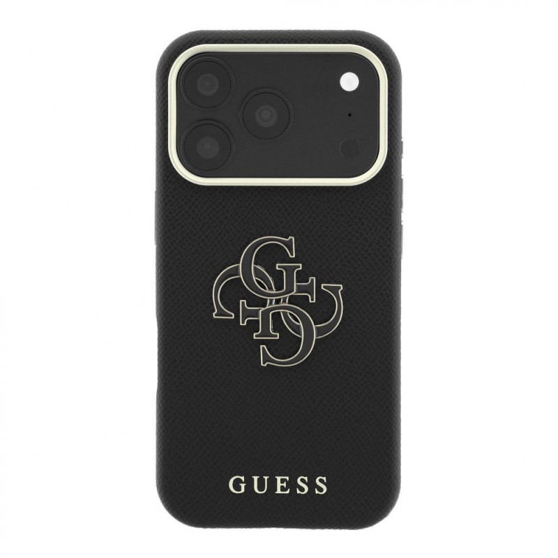 Guess SW funda de PU grabado y gran logo de resina para Apple iPhone 18 Pro, negra