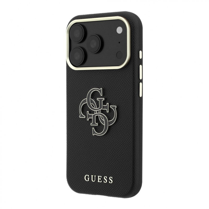 Guess SW funda de PU grabado y gran logo de resina para Apple iPhone 18 Pro, negra