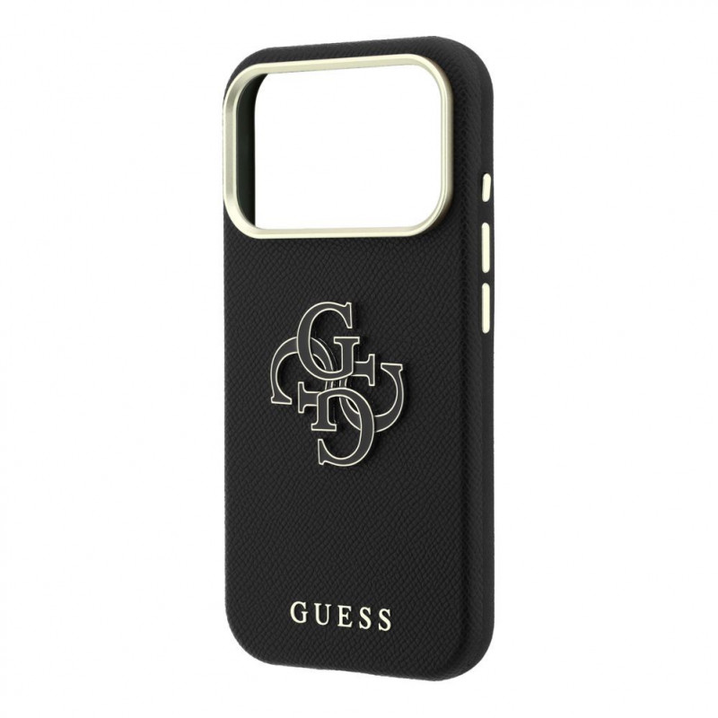 Guess SW funda de PU grabado y gran logo de resina para Apple iPhone 18 Pro, negra