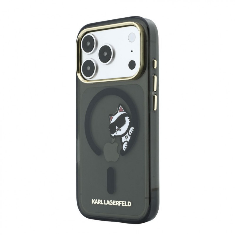 Karl Lagerfeld HC MagSafe IML Peekaboo Print & Metal Frame funda para Apple iPhone 18 Pro Max, negra