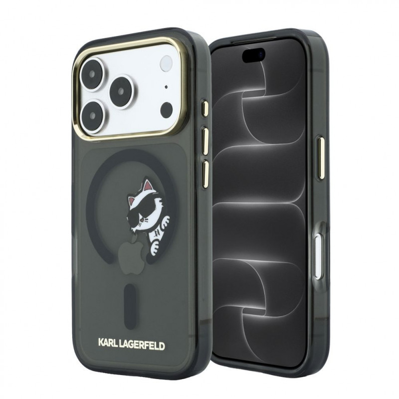 Karl Lagerfeld HC MagSafe IML Peekaboo Print & Metal Frame funda para Apple iPhone 18 Pro Max, negra