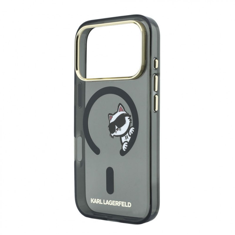 Karl Lagerfeld HC MagSafe IML Peekaboo Print & Metal Frame funda para Apple iPhone 18 Pro Max, negra