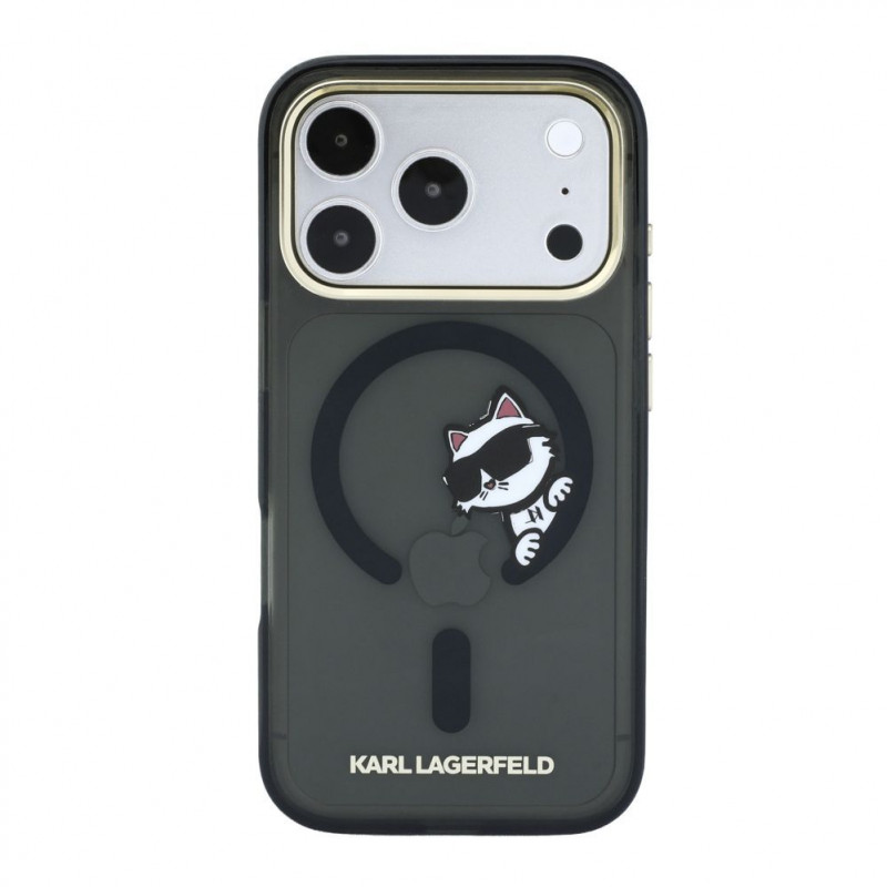 Karl Lagerfeld HC MagSafe IML Peekaboo Print & Metal Frame funda para Apple iPhone 18 Pro, negra