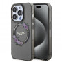 Guess PC/TPU Flowers Ring Glossy Logo funda MagSafe para Apple iPhone 15 Pro, negro transparente (GUHMP15LHFWFCK)