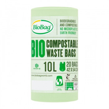 Bolsas de basura compostables BioBag 10 l, 42x54 cm, 15 micras, 20 uds. por rollo, verde