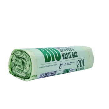BioBag bolsas de basura compostables 20 l, 42 x 54 cm, 15 micrómetros, verde (15 uds. por rollo)