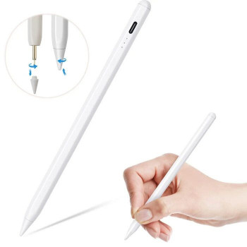 WoW lápiz stylus táctil universal para tablets y smartphones capacitivos con función de carga USB, blanco