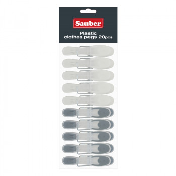 Sauber Pinzas de ropa de plástico, gris, 20 uds.