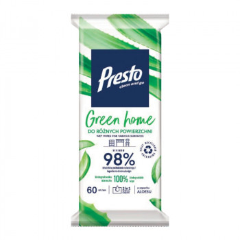 Presto Toallitas húmedas para distintas superficies Green Home 60 uds.