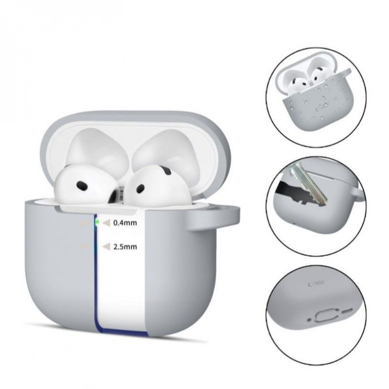 Tech-Protect Crayon Silicone Hook Funda para Apple AirPods 4, gris
