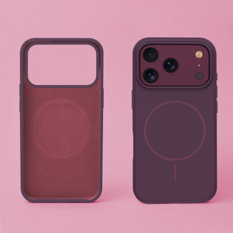 TFO Silicone Thin Mag funda para iPhone 17 Pro / iPhone 18 Pro 6.3 inch, cereza oscuro