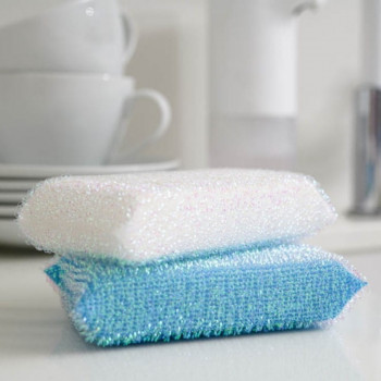 York Bacteria Stop esponjas antibacterianas para superficies delicadas, 2 uds., blanco/azul