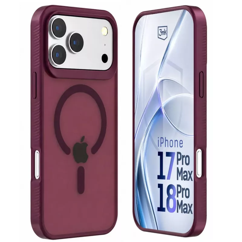 Funda MagCase 3mk Hardy Hazy para Apple iPhone 17 Pro Max / 18 Pro Max, burdeos