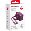 Forcell F-Energy GaN III VT-60 60W PD QC 4.0+ fuente de alimentación 2x USB-C color borgoña + cable USB-C