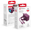 Forcell F-Energy GaN III VT-60 60W PD QC 4.0+ fuente de alimentación 2x USB-C color borgoña + cable USB-C