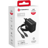 Forcell F-Energy GaN III VT-60 60W PD QC 4.0+ fuente de alimentación 2x USB-C negra + cable USB-C