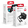 Forcell F-Energy GaN III VT-60 60W PD QC 4.0+ fuente de alimentación 2x USB-C negra + cable USB-C