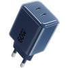 Forcell F-Energy GaN III VT-60 60W PD QC 4.0+ fuente de alimentación 2x USB-C azul marino + cable USB-C