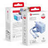 Forcell F-Energy GaN III VT-60 60W PD QC 4.0+ fuente de alimentación 2x USB-C azul + cable USB-C
