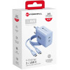 Forcell F-Energy GaN III VT-60 60W PD QC 4.0+ fuente de alimentación 2x USB-C azul + cable USB-C