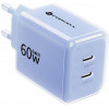 Forcell F-Energy GaN III VT-60 60W PD QC 4.0+ fuente de alimentación 2x USB-C azul + cable USB-C