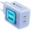 Forcell F-Energy GaN III VT-60 60W PD QC 4.0+ fuente de alimentación 2x USB-C azul + cable USB-C