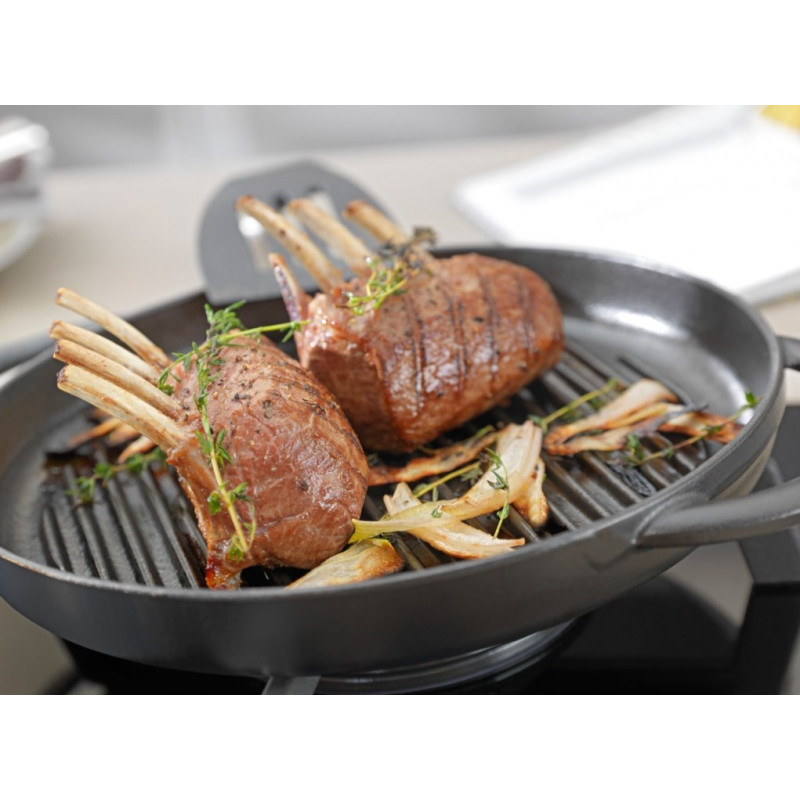 Parrilla redonda de hierro fundido con dos asas STAUB 40509-522-0 - grafito 26 cm