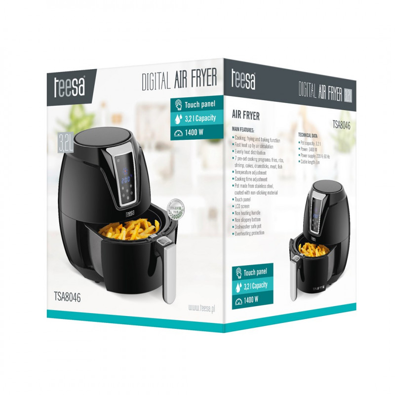 Teesa TSA8046 freidora de aire, 3,2 l, 1400 W, negro